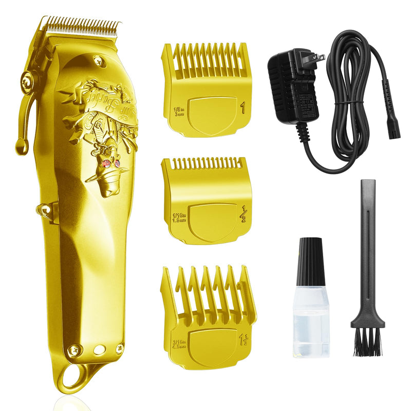 [Australia] - Hair Clippers for Men Professional - Cordless & Corded Barber Clipper for Home Hair Cutting Grooming Set, Rechargeable Mens Hair Clipper & Trimmer (Gold) Gold 
