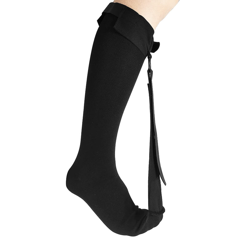Plantar Fasciitis Sock Night Splint Foot Drop Brace Leg Calf Stretcher Compression Socks for Plantar Fasciitis Achilles Tendonitis Heel Pain Relief Arch Ankle Support Sleeve Hamstring Stretch Wrap Large Black, a Pair