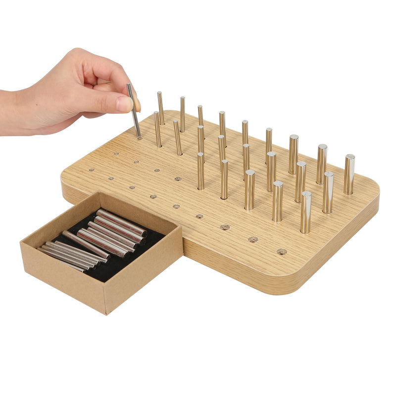 [Australia] - 36-Hole Wooden Pegboard for Occupational Therapy, Hand Therapy Peg Board with 3 Sizes of Round Iron Pegs to Improve Finger Dexterity, Fine Motor Coordination & Sensory Rehabilitation 