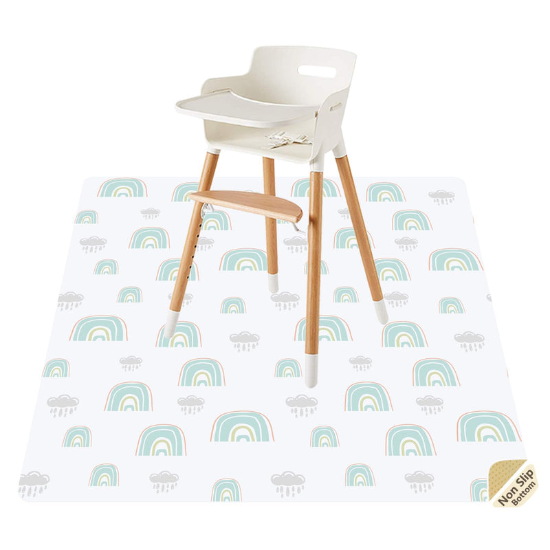 [Australia] - Splat Mat for Under High Chair/Arts/Crafts by CLCROBD, 51" Baby Anti-slip Food Splash and Spill Mat for Eating Mess, Waterproof Floor Protector and Table Cloth (Rainbow dreams) Rainbow Dreams 