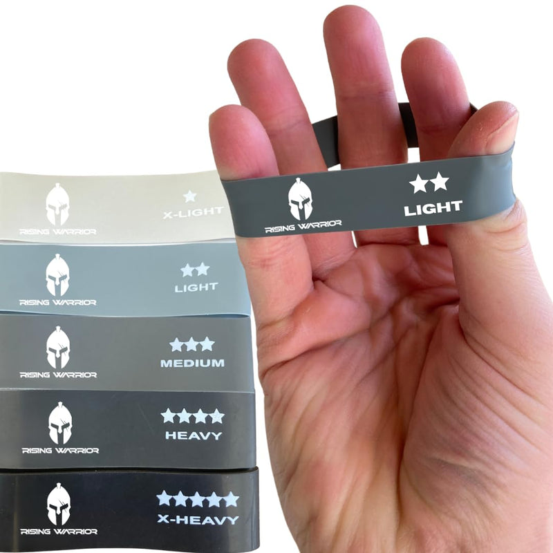 [Australia] - Resistance Bands - 5 Finger Grip Training for Strength Expansion | Ideal for Extensor, Forearm, Hand, and Finger Exercises | Perfect for Rehabilitation Hand Therapy Gray Scale Pack 