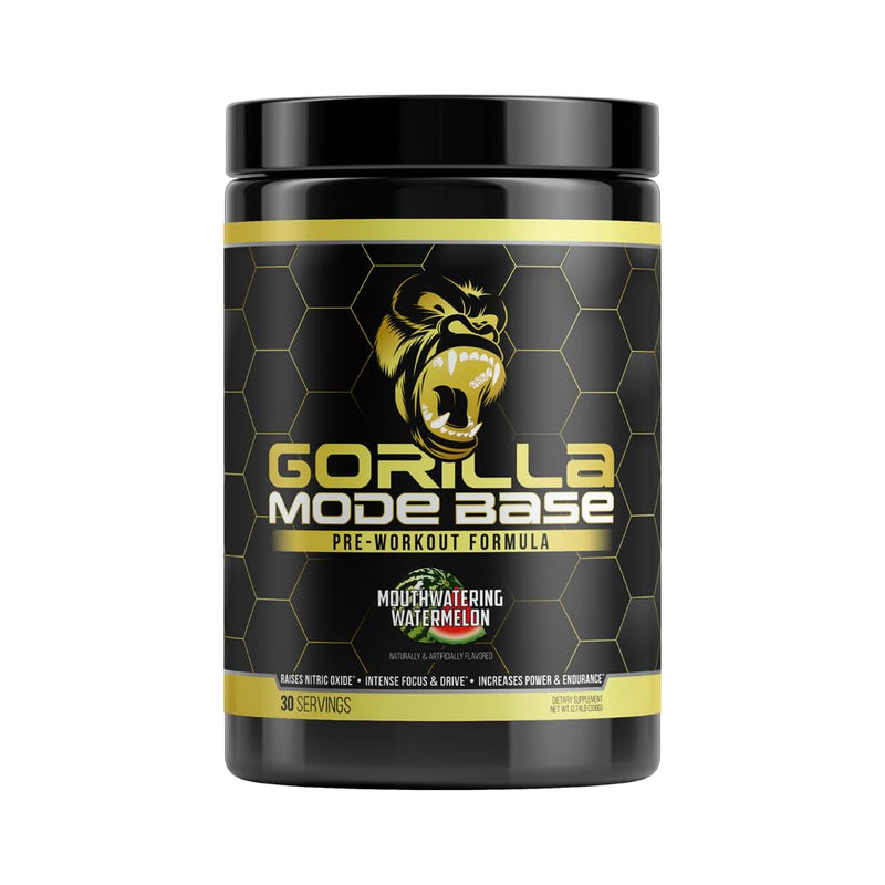 [Australia] - Gorilla Mode Base Pre Workout - Raises Nitric Oxide · Intense Focus & Drive · Endurance · Power - L-Citrulline, L-Tyrosine, Betaine, Alpha-GPC, Caffeine, Huperzine A - 360 Grams (Watermelon) Watermelon 