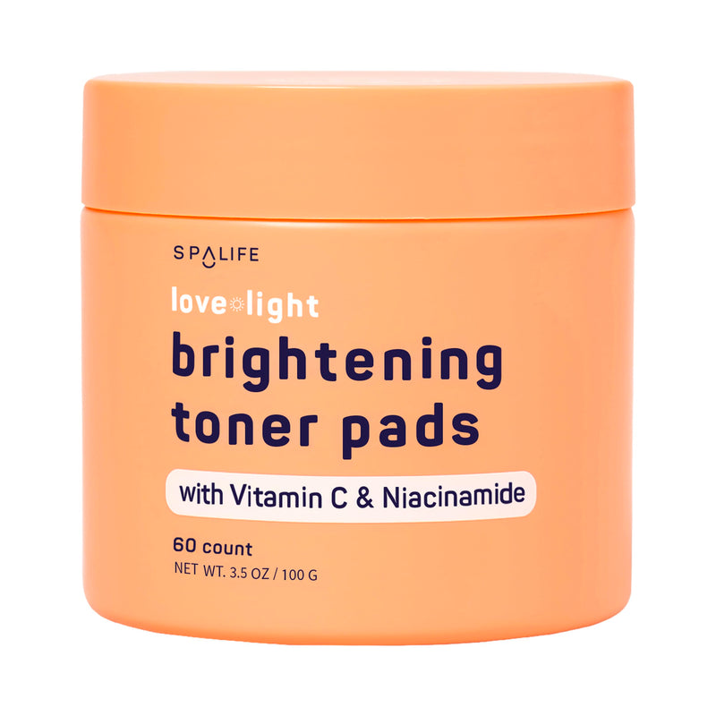 SpaLife Brightening Korean Toner Pads | For Uneven Skin Tone, Dark Spots & Discoloration, Clogged Pores, Dullness with Vitamin C, Niacinamide | Pre-Soaked Pads | 60 Count Love + Light Brightening