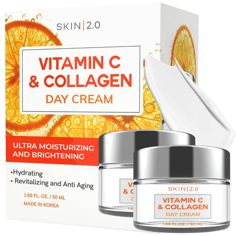 Skin 2.0 Vitamin C & Collagen Face Moisturizer – Hydrating Anti Aging Cream for Smooth & Radiant Skin, Firms & Revives Dull Complexion – Dermatologist Tested, Korean Skin Care, Clean Beauty – 2 Pack Vitamin C & Collagen (2 Pack)