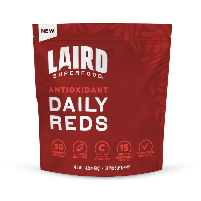 [Australia] - Laird Superfood Antioxident Daily Reds Powder, Free Radical Fighting Blend, Vitamin C, Manganese, 2 Servings of Fruits and Vegetables Per Serving, 14.8oz Bag (30 Servings) 