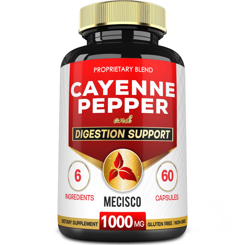 [Australia] - 6in1 Cayenne Pepper Capsules Organic with Ginger Root, Beet Root, and Black Pepper and More - 60 Capsules - Cayenne Supplement Supports Digestion System, Immunity & Joint Health 60 Count (Pack of 1) 