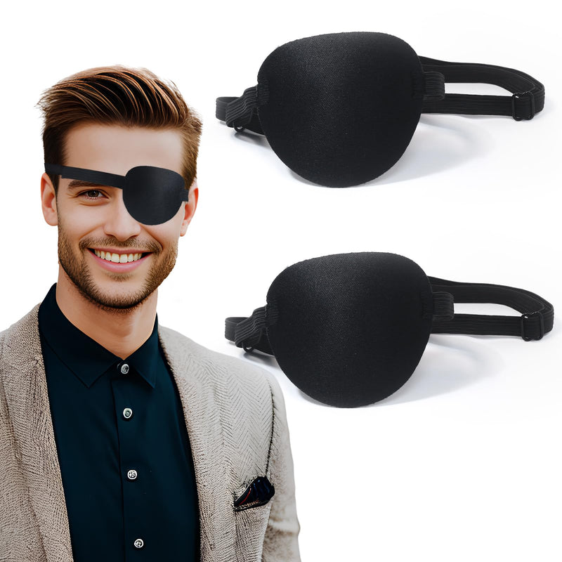 [Australia] - Eye Patch,2Pcs Eye Patches for Adults,Adjustable Lazy Piratel eye Patch for Left or Right Eyes, Reusable Eye Cover for Cosplay Pirate Costume 