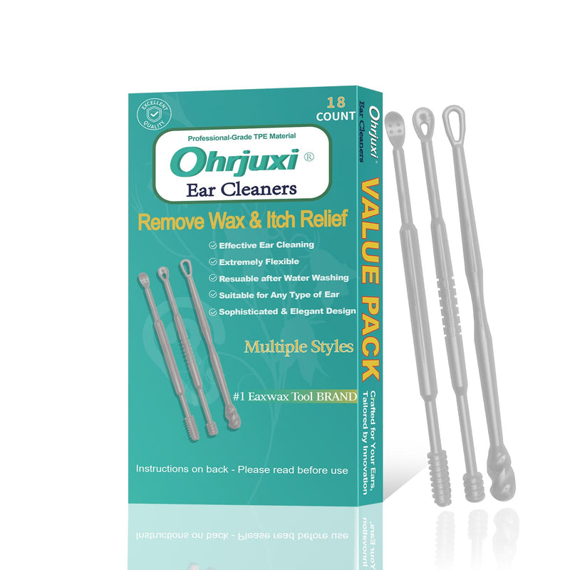 [Australia] - Ear Wax Removal Tool - 18 PCS Reusable Ear Cleaners, Professional-Grade TPE, Effective & Gentle Ear Cleaning Kit, Clogged & Itch Ear Relief - Suitable for All Types of Ears(3 Styles) 18-mixed 