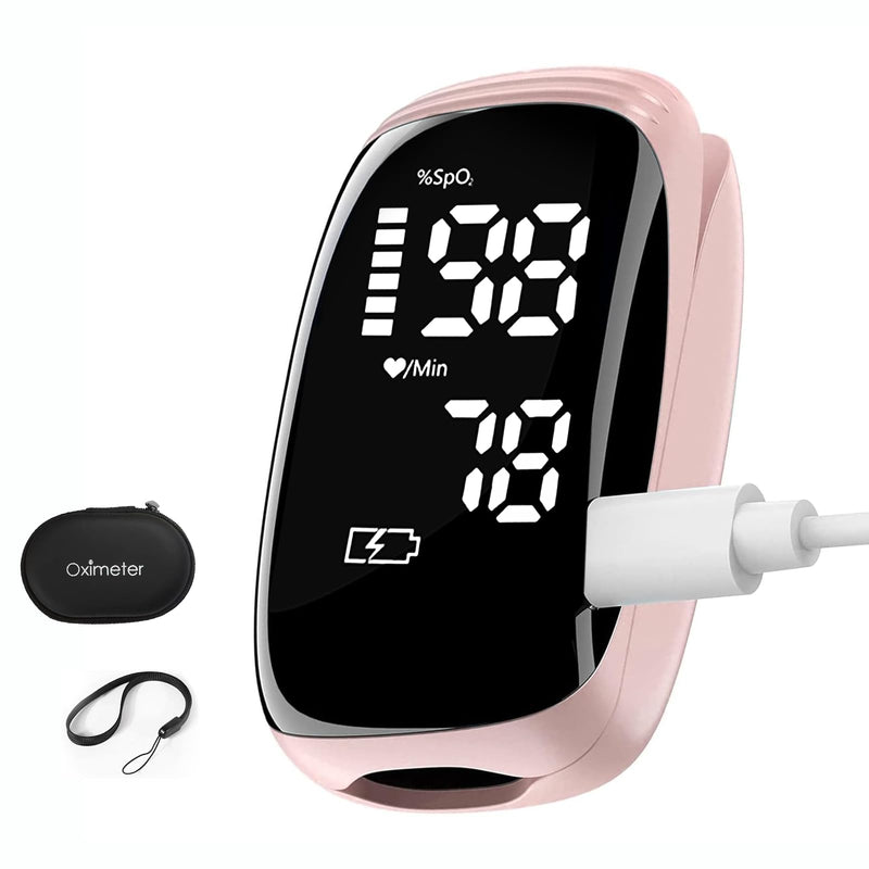[Australia] - Pulse Oximeter, Blood Oximeter, Fingertip Pulse Oximeter, Rechargeable Pulse Oximeter, Accurate Rapid Blood Oximeter SpO2 Readings Outdoor Sports Home Use (Pink) 
