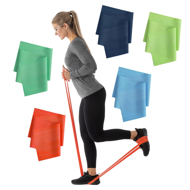 [Australia] - Sammons Preston Resistance Bands for Working Out, Non-Latex Exercise Bands, Resistance Bands for Physical Therapy, Improve Strength & Flexibility, Stretch & Tone Major Muscles, 5pk 