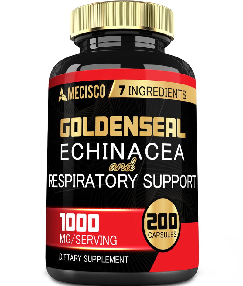 [Australia] - Goldenseal Root Capsule Organic with Echinacea, Mullein Leaf, Plantain & More - 7 Premium Herbal Supports Immune System, Digestive Health, Smooth Breathing, and Body Management - 200 Capsules 200 Count (Pack of 1) 