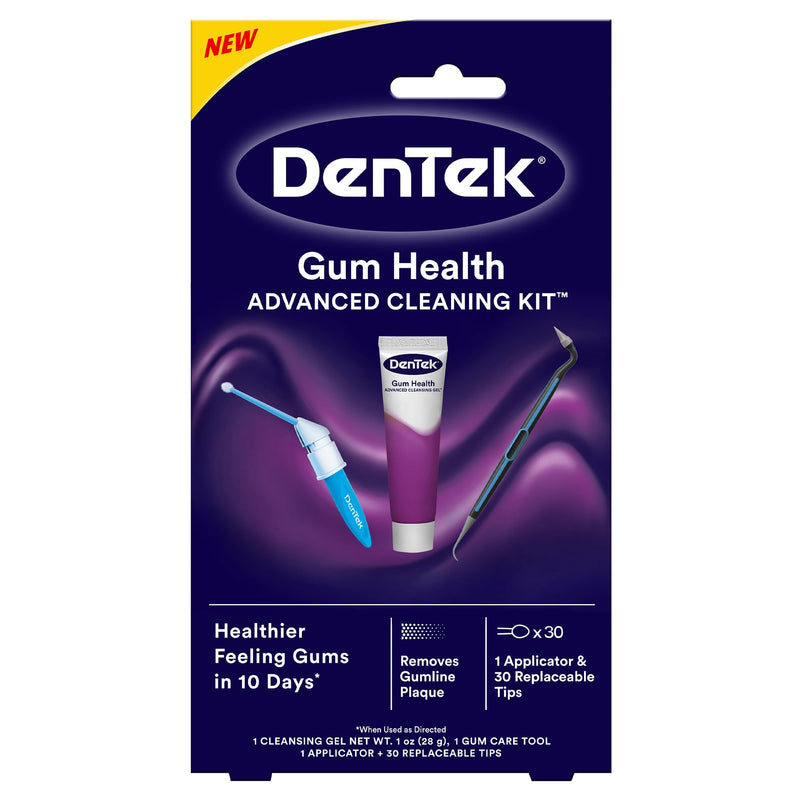 [Australia] - DenTek Gum Health Advanced Cleaning Kit, Oral Care Hygiene Kit, Gum Cleansing Gel, Gum Massager, and Plaque Scraper Dental Tools 