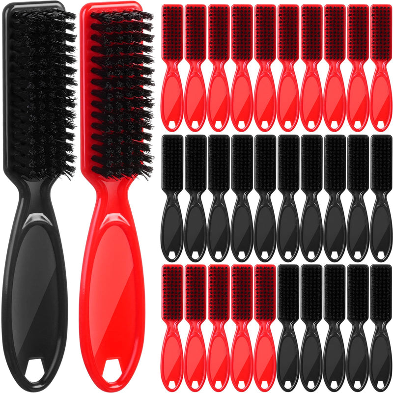 [Australia] - Domensi 60 Pcs Clipper Cleaning and Styling Brush Set - Black and Red Barber Blade Brush, Fade Brush, Hair Styling Tool for Haircuts and Barber Supplies 