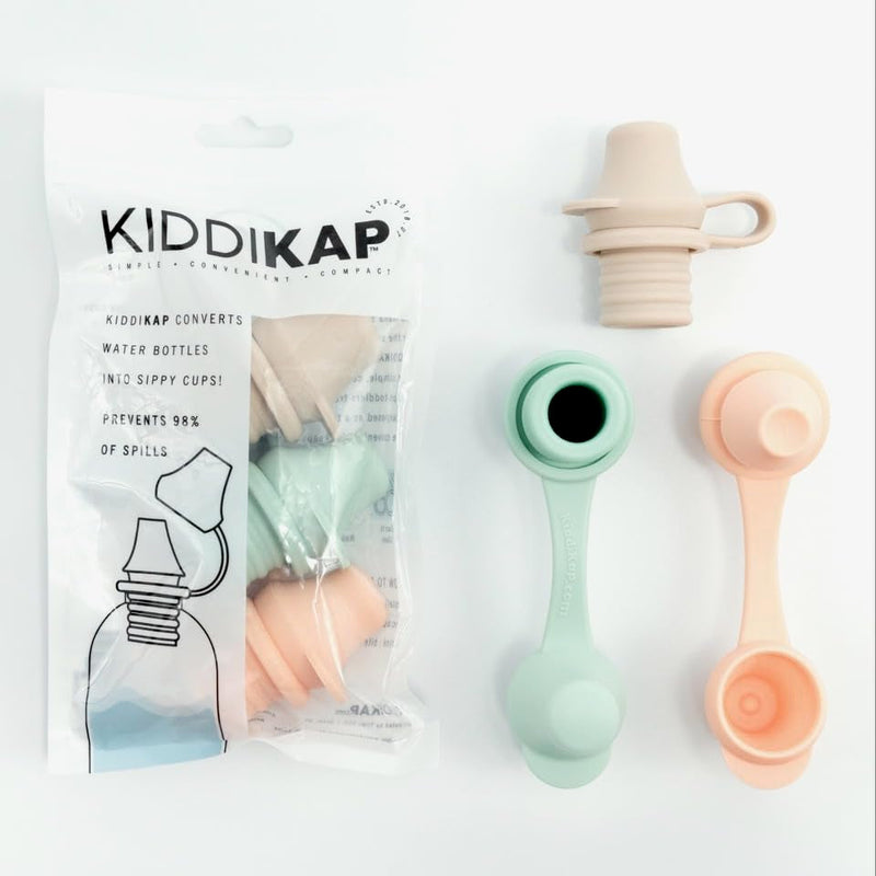 [Australia] - Water Bottle Spout Adapter for Kids, Babies, & Adults - 3-Pack Set, Leak-Proof, No-Spill Design, BPA-Free, Reusable, & Easy-to-Use, (Sage, Sand & Peach) - 4mm Slit 