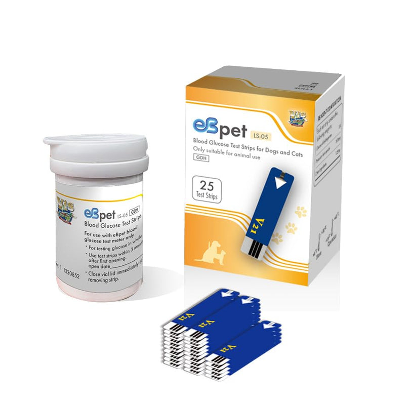 [Australia] - eBpet Test Strips for Use eBpet Blood Glucose Monitoring System, 25 Test Strips, Dog & Cat Code Card 