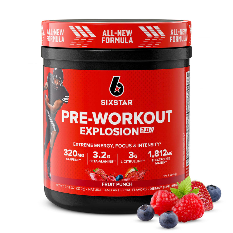 [Australia] - Six Star Pre-Workout Powder for Men & Women, Fruit Punch (30 Servings) - Preworkout Explosion 2.0 Energy Powder Drink Mix with Beta-Alanine & Caffeine - Sports Nutrition Supplement Products Fruit Punch V2 30 Servings (Pack of 1) 