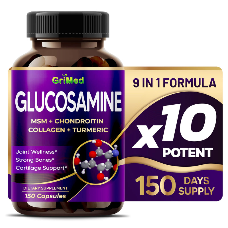 [Australia] - Glucosamine 12,000mg - X12 Power with MSM, Chondroitin, Collagen, Turmeric for Joint Wellness, Strong Bones, Cartilage Support - USA Made & Tested 150 Count (pack of 1) 