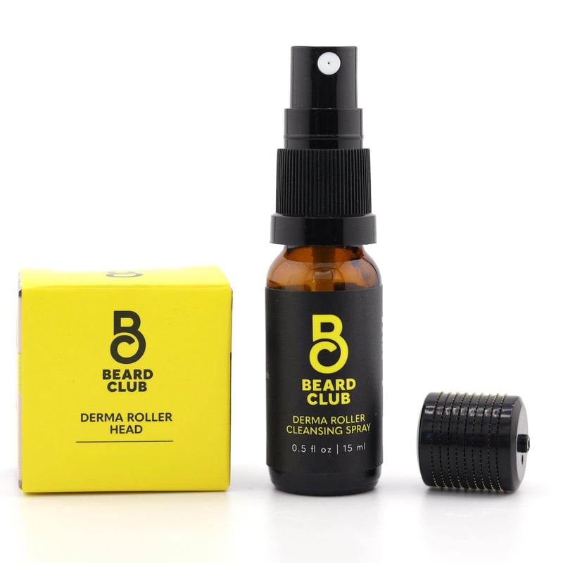 The Beard Club Derma Roller Replacement Head & Cleansing Spray - 0.3mm Titanium Microneedles - Replace, Clean and Prolong Derma Roller Life Derma Head & Cleansing Spray