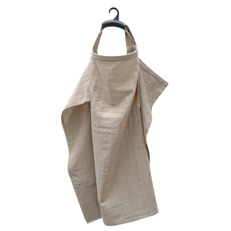 [Australia] - 100% Organic Cotton Muslin Nursing Cover for Baby Breastfeeding, Breathable 100% Cotton Breastfeeding Cover with Rigid Hoop for Mother Nursing Apron, Multi-use Carseat Canopy (Oatmeal Beige) Oatmeal Beige 
