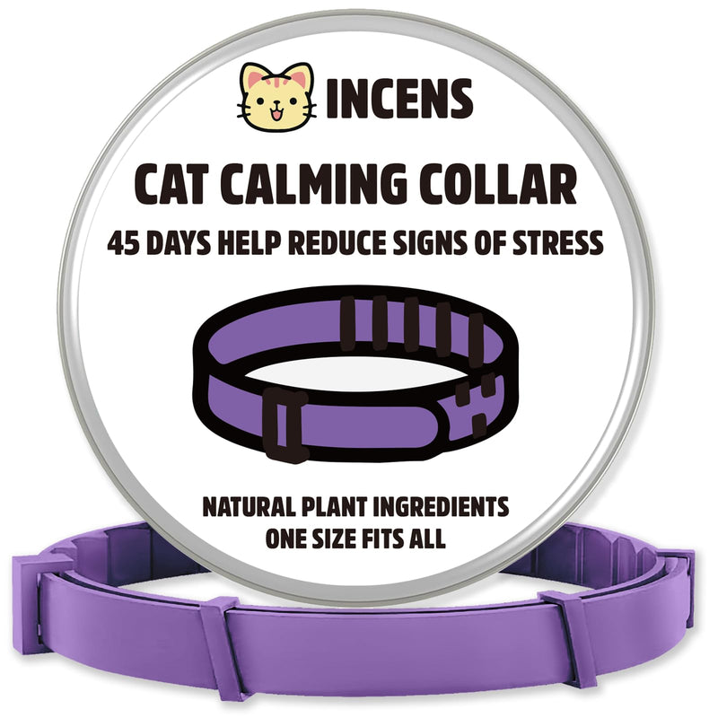 Calming Collar for Cats, Cat Calming Collar Anxiety Relief Adjustable,Essential Oil Collar with 45 Days for Kitten Medium Large Cats purple-1Pcs - PawsPlanet Australia