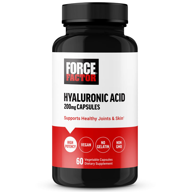 [Australia] - FORCE FACTOR Hyaluronic Acid Supplements, Hyaluronic Acid Capsules for Joint Health and Skin Hydration, Joint Health Supplement for Women and Men, High Potency, Vegan, 60 Capsules 