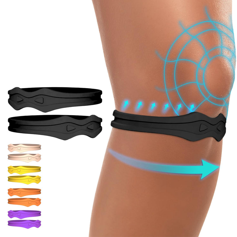[Australia] - Fitgeno Knee Strap Patella Support: Knee Band for Patellar Tendon Pain Relief - Knee Brace for Tendonitis Jumpers Running Sports Basketball Men Women 2 Packs (Black) Black 