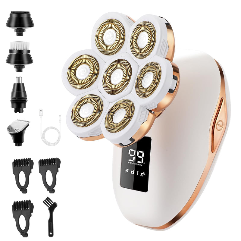 [Australia] - Electric Razor for Women, 7D Facial Hair Removal, 5-in-1 Wet/Dry Bikini Trimmer, Electric Shaver for Women, Rechargeable Face Shaver for Arms Legs Armpit Pubic Area, Painless Womens Grooming Kit 
