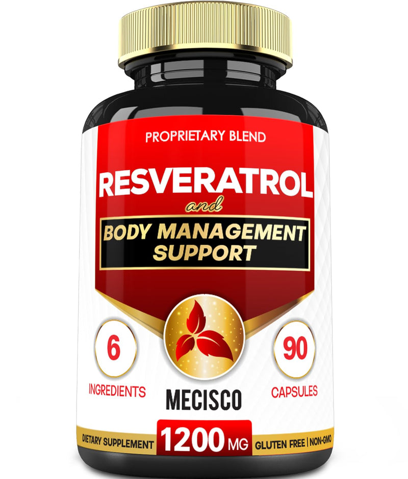 [Australia] - Trans Resveratrol Supplement with Grape Seed, Milk Thistle, and More - Resveratrol 1000mg Organic - 6 Herbal Supports for Immune System, Heart Health, Body Management & Joint Health - 90 Capsules 90 Count (Pack of 1) 