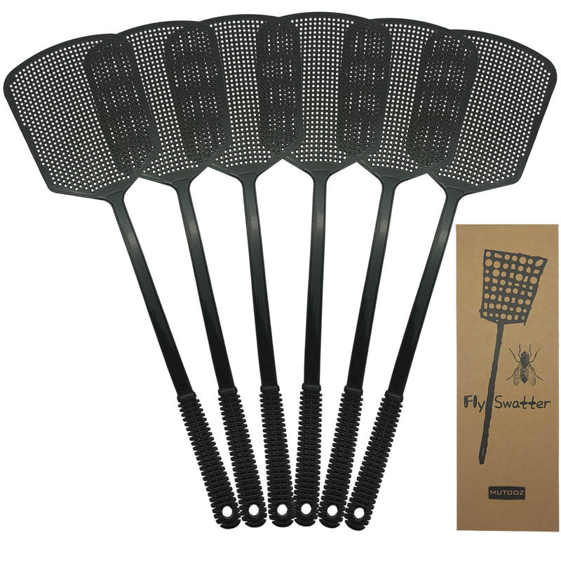 [Australia] - Fly Swatters Multi Pack - Fly Swatter Plastic with Heavy Duty Thick Grip, Black 6 Pack 