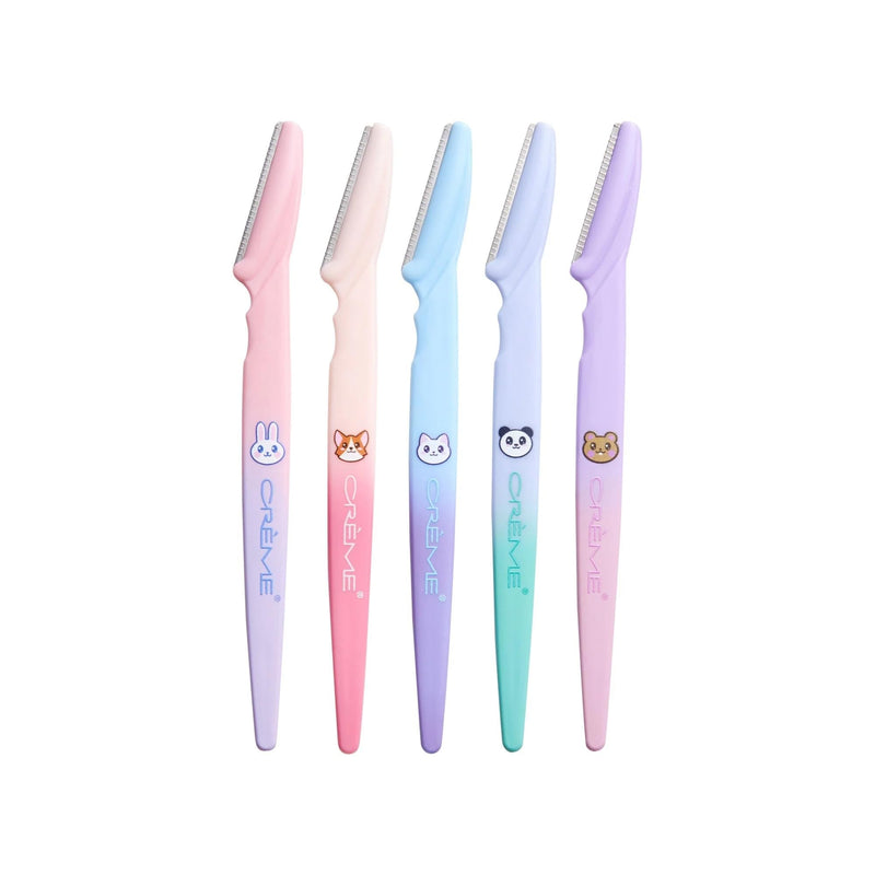 The Crème Shop Fuzzy Friends Dermaplane Razors | Dermaplaning Tool for Face | Face Razors for Women | Stocking Stuffers for Women (Pack of 5)