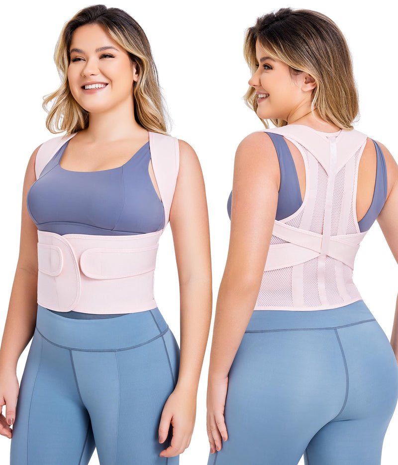 URSEXYLY Back Brace Posture Corrector for Women Adjustable Shoulder Straightener Full Back Support Upper,Lower Back Pain Relief,Spine Straightener Posture Corrector (Pink, Large) Pink