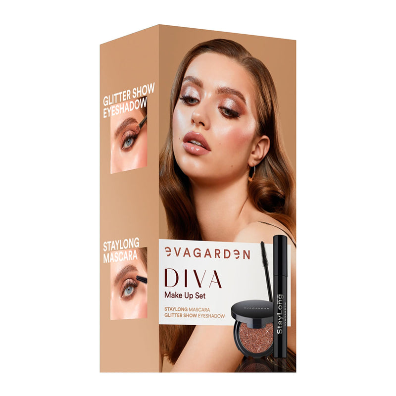 [Australia] - EVAGARDEN Diva Make Up Set - Make up Kit with StayLong Mascara, Glitter Show Eye Shadow 252- Eye Makeup Kit - Black Mascara - Glitter Eyeshadow - 2 Pc 
