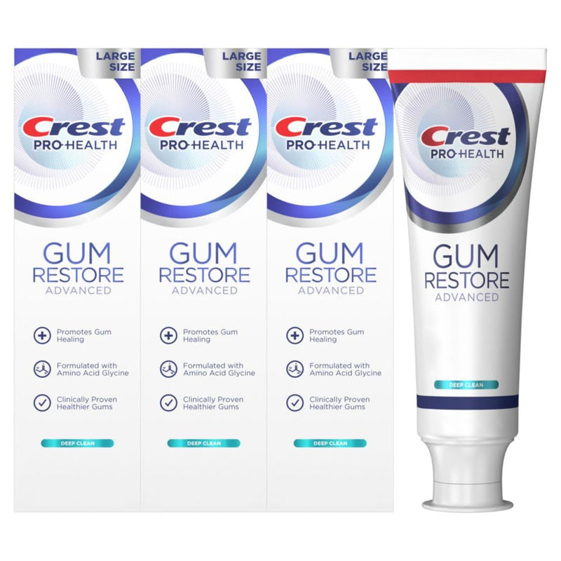 [Australia] - Crest Pro-Health Advanced Gum Restore Deep Clean Toothpaste 4.8 oz Pack of 3 -Anticavity, Antibacterial Flouride Toothpaste, Clinically Proven, Gum and Enamel Protection 