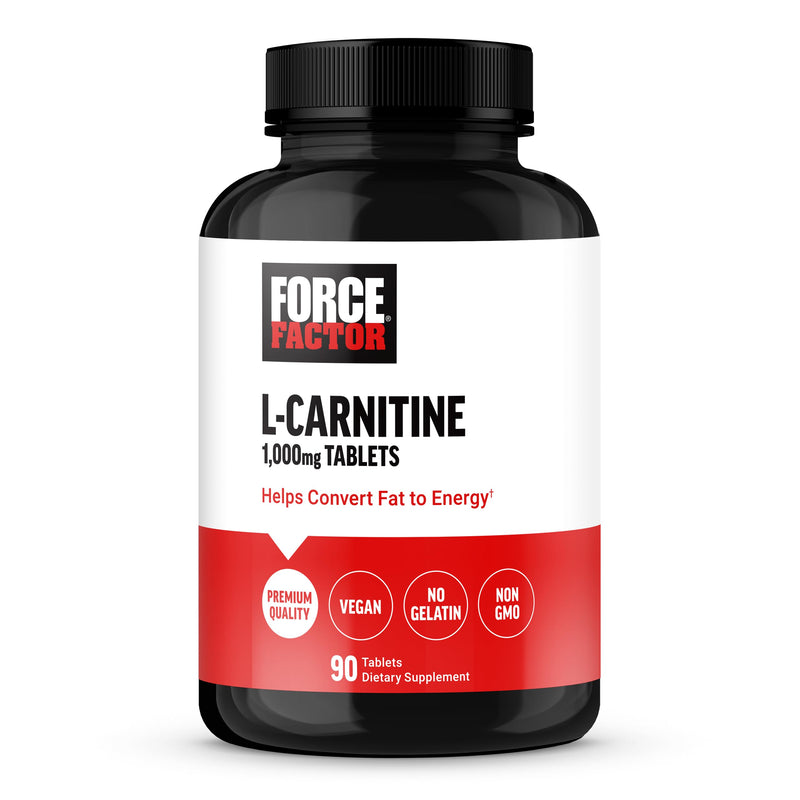 [Australia] - FORCE FACTOR L-Carnitine Supplement, L Carnitine Tartrate 1000mg Tablets to Convert Fat Into Energy, Support Muscle Recovery, and Boost Exercise Performance, Vegan, Non-GMO, 90 Vegetable Capsules 