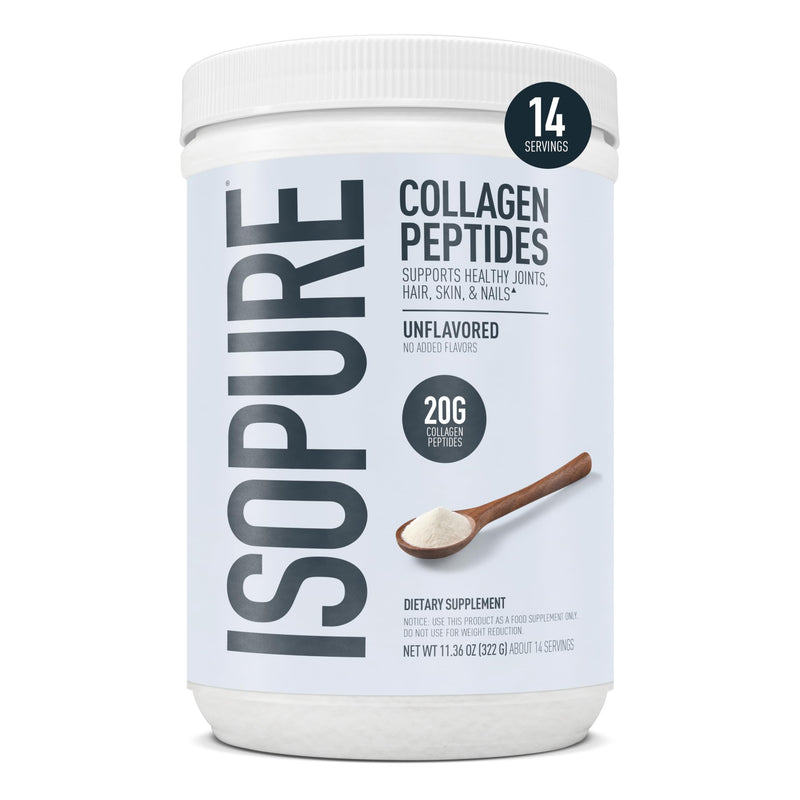 Isopure 20g Grass-Fed Collagen Peptides with Biotin + Vitamin C – Supports Skin, Hair, Nails & Joint Health – Unflavored, Keto Friendly Collagen Powder, 14 Servings 11.36 Ounce (14 Servings)
