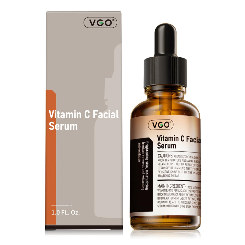 VGO Vitamin C Serum for Face, Vit C Anti Aging Serum with Hyaluronic Acid & Vitamina E, Deep Hydration Facial Care for All Skin Types, 1.01oz / 30ml 1.01 Fl Oz (Pack of 1)