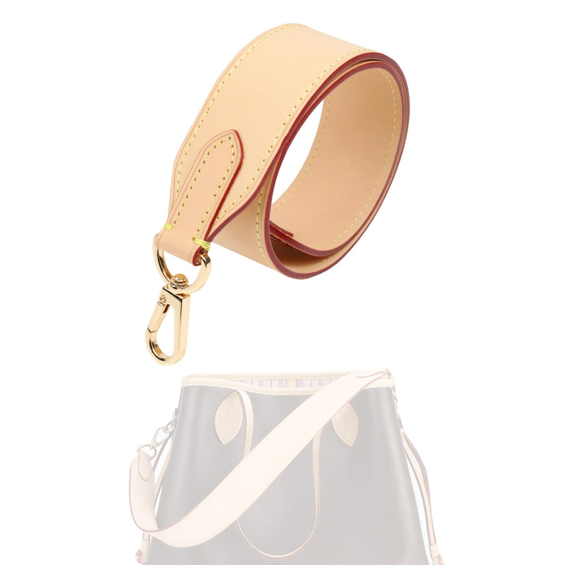 Vachetta Leather Strap for LV Neverfull Bag,Double Sided Usable Cowhide Crossbody Purse Strap for Handbag Beige 【25.6inch Long】,1.5inch Wide