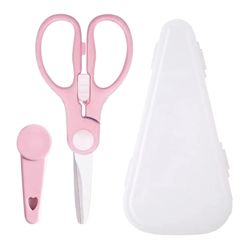 [Australia] - ATB Portable Baby Food Scissors Toddler Feeding Shears with Safety Lock, Food Grade Stainless Steel Material Food Supplement Scissors Suitable for Chicken Poultry Fish Meat Herbs noodles (Pink) Pink 