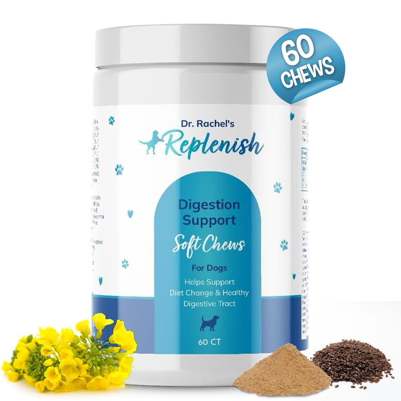 Replenish Probiotic and Digestive Enzyme Chews for Dogs - Dr. Rachel's Daily Canine Probiotics and Dog Digestive Enzymes, Nutrient Absorption Chews - Pet Dietary Balance, Stomach Relief - 60 Count - PawsPlanet Australia