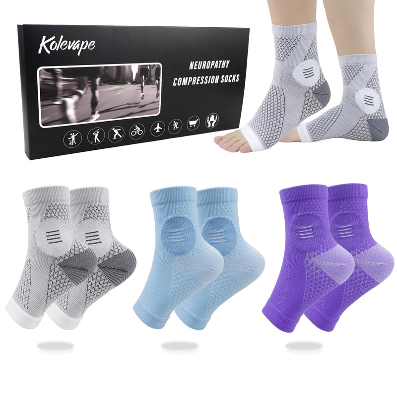 [Australia] - 3 Pairs Neuropathy Socks for Women & Men,Nano Comprex Ankle Sleeves Protection Elastic Socks,Soothe Socks for Neuropathy Pain,Anti Fatigue Compression Foot Sleeve Brace Socks Medium Mixed(3pcs) 