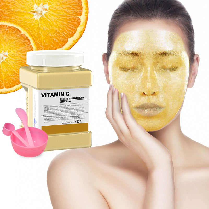 Jelly Mask for Facials Professional,Vitamin C Jelly Face Mask,Brightening & Hydrating Mask, Nourishing & Tightening, Anti-Aging & Acne Treatment, Face Skin Care Bowl Set DIY Spa 23 Fl Oz VitaminC