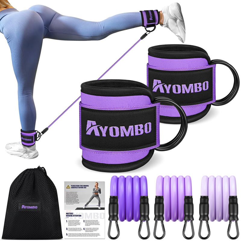 [Australia] - Ankle Resistance Bands with Cuffs, Home Gym Workout Equipment, Lifting Glute Butt Exercise Equipment for Women, Ankle Weights Fitness Set, Leg Booty Equipment for Training Perfect Body Shape 1-Purple New-60LBS 