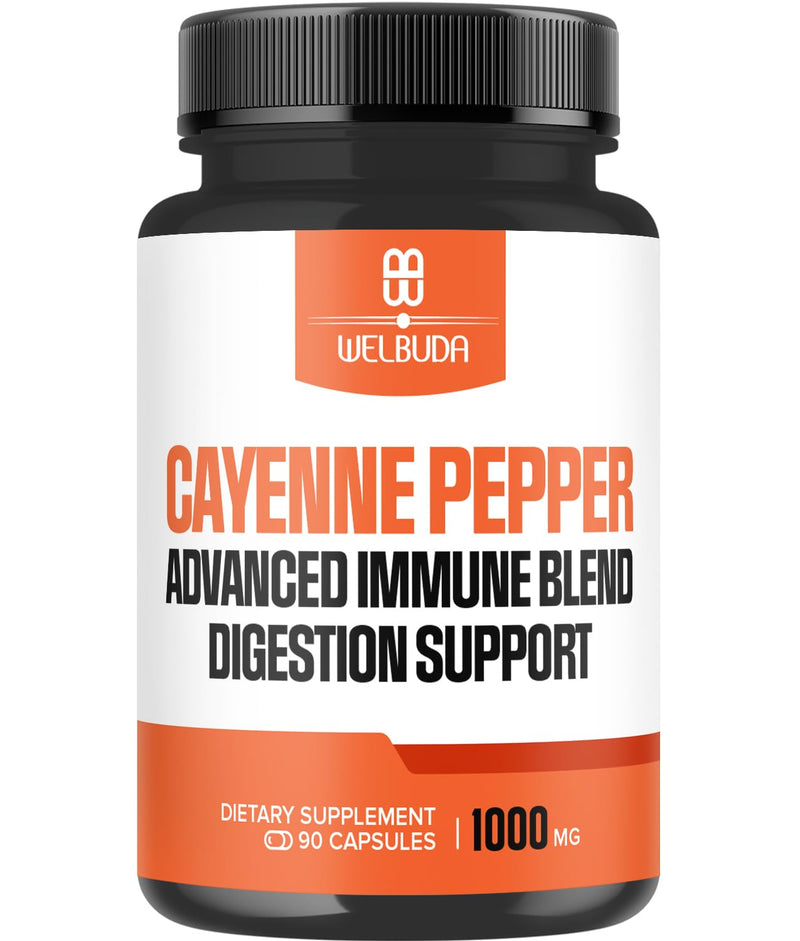 [Australia] - 1000mg Cayenne Pepper Capsules with Elderberry, Echinacea, Berberine HCI & More - Support Digestion Health, Healthy Heart & Immune System - 90 Veggie Capsules 90 Count (Pack of 1) 