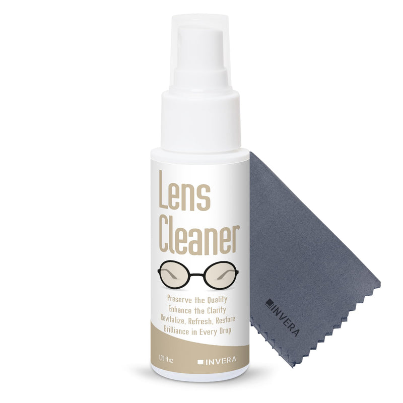 [Australia] - Eyeglass Cleaner Spray with Microfiber Cloth Kit, Lens Cleaner for Eyeglasses, Sunglasses, Camera Lenses & Electronic Screens, Gentle, Odor-Free, Compact 1.7 fl oz Lens Cleaner Spray 