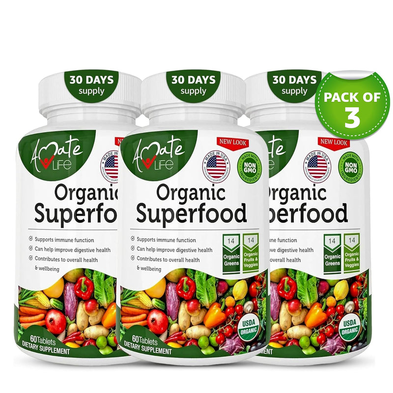 [Australia] - Organic Superfood Greens Fruits and Veggies Complex - Best Dietary Supplement with 14 Greens &14 Fruits & Vegetables with Alfalfa Rich in Antioxidants Organic Ingredients Non-GMO (180 Count Pack of 3) 180 Count (Pack of 3) 