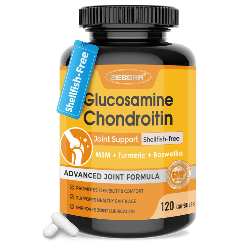 [Australia] - ZEBORA Glucosamine Chondroitin Joint Support Supplement, with MSM Turmeric Boswellia, Glucosamine Sulfate, Glucosamine Chondroitin MSM, for Joint Health & Relief Nutritional Supplements, 120 Capsules 120 Count (Pack of 1) 
