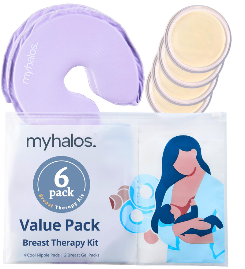 [Australia] - Breast Therapy Pack -2 Hot Cold Breast Therapy Packs & 4 Hydrogel Nipple Pads for Breastfeeding - Breast Heating Pad Breastfeeding Relief - Breast Ice Packs for engorgement & Nipple Gel Soothing Pads 