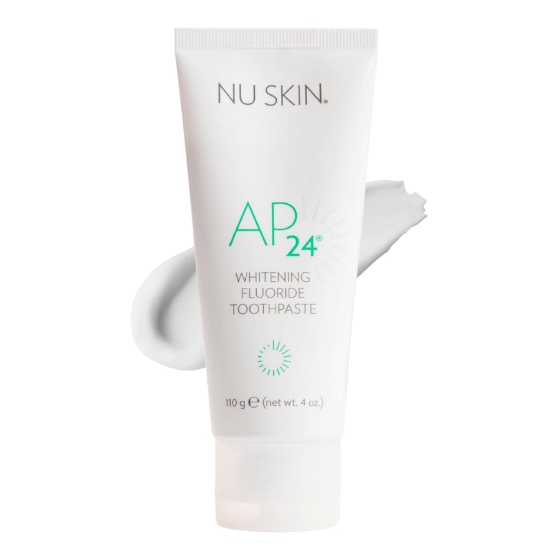 Nu Skin AP 24 Whitening Fluoride Toothpaste | Vanilla Mint | 4 Oz | Peroxide-free AP 24 blend brightens teeth, removes surface stains, and fights plaque | Enamel-safe for daily use