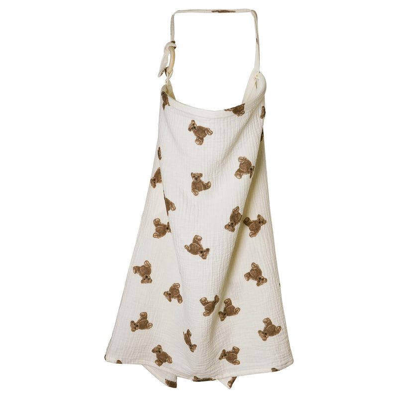 [Australia] - Muslin Nursing Cover for Baby Breastfeeding, Breathable 100% Cotton Breastfeeding Cover with Rigid Hoop for Mother Nursing Apron, Multi-use Carseat Canopy (Bear) Bear 