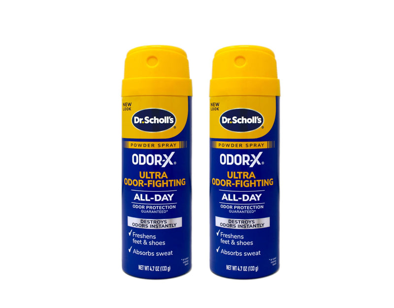 Dr. Scholl's ODOR-FIGHTING SPRAY POWDER, 4.7 oz - Instant Odor Destroyer - All-Day Protection - Freshens Feet & Shoes (Pack of 2)
